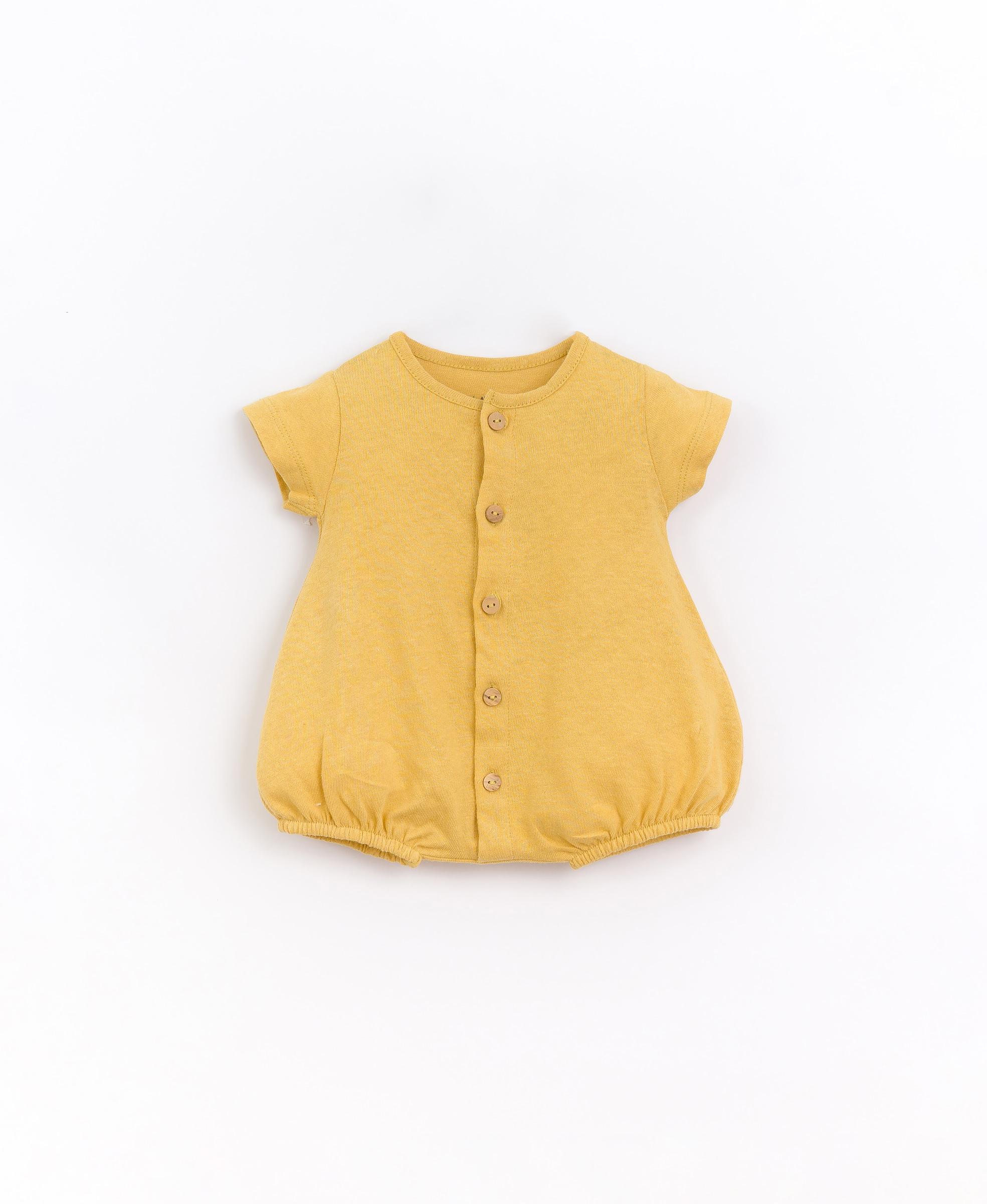 Jumpsuit in blend of organic cotton and linen